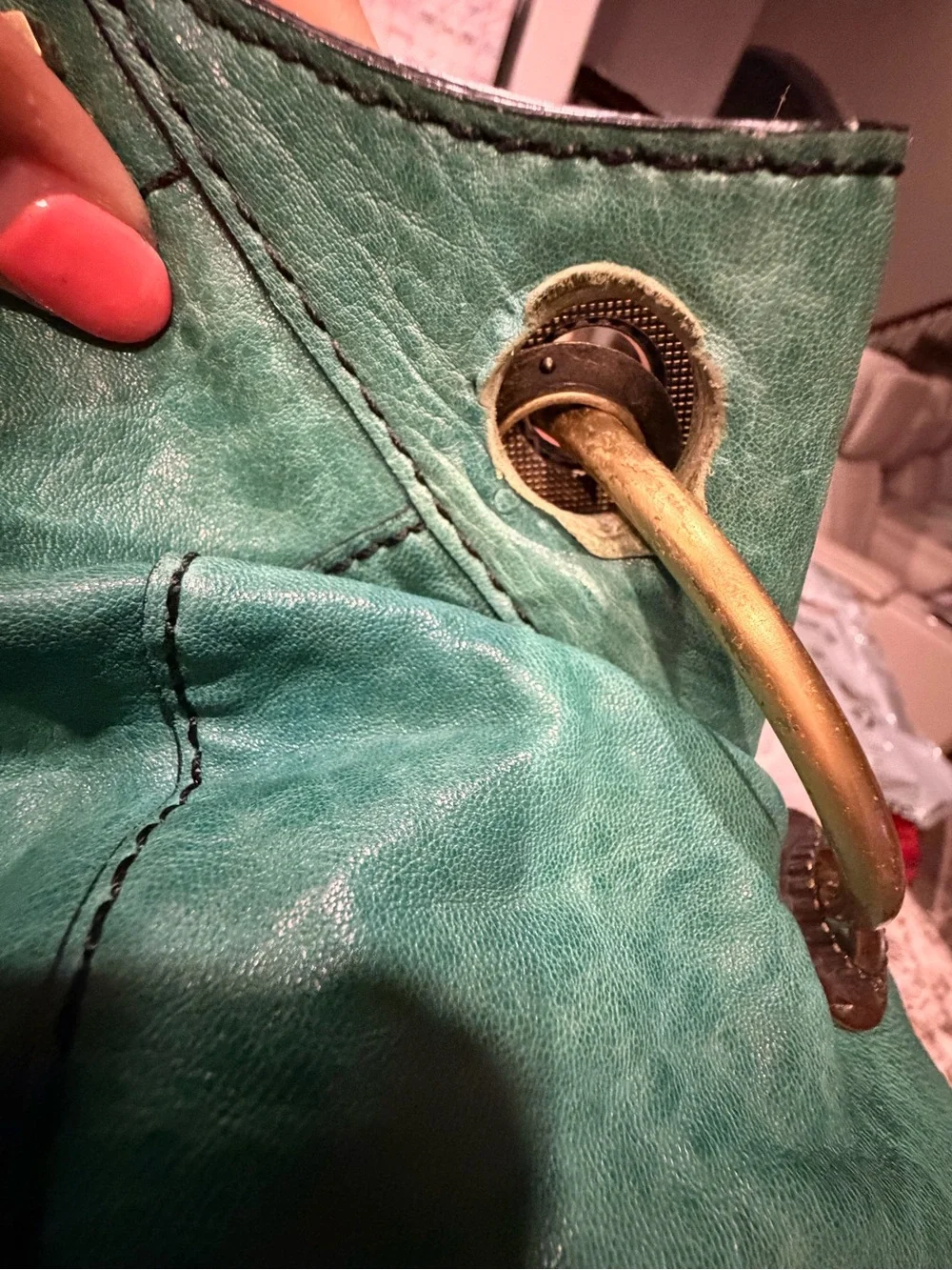 orYANY Teal Green Braided-Handle Hobo Bag